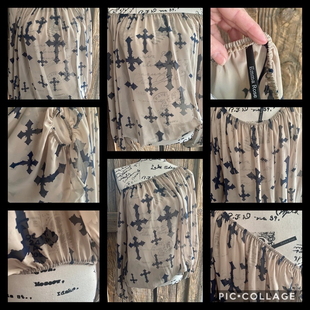Sheer cross blouse